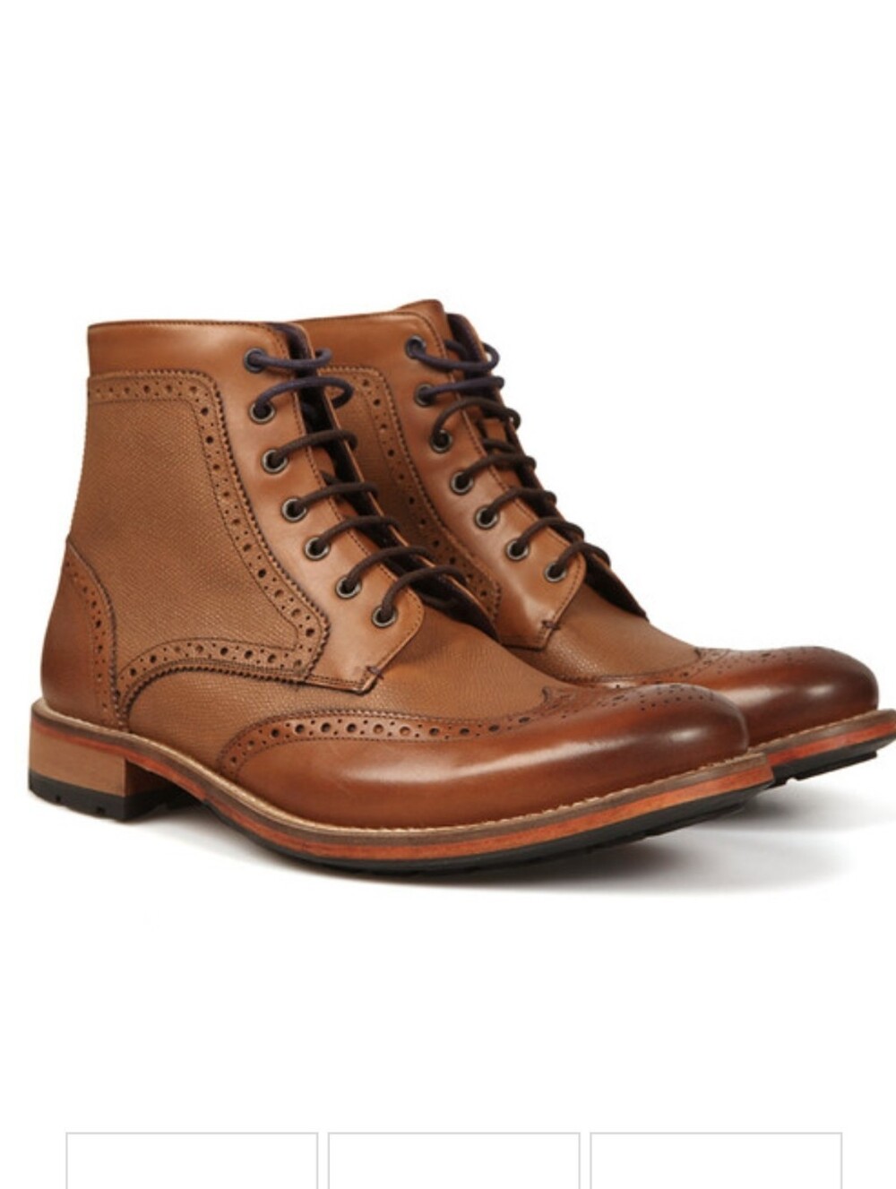 Ted Baker $225 Sealls 3 Tan Leather Oxford Brogue Lace-Up Ankle Boots Men's 10.5